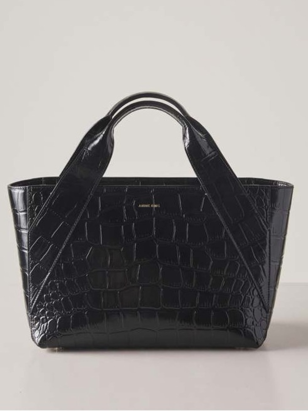 Anine Bing Croc-Embossed Black leather Maya tote Tote.